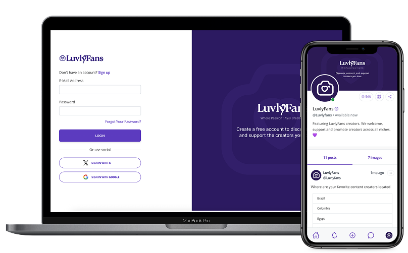 LuvlyFans creator platform interface
